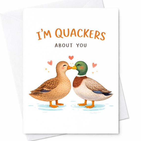 I'm Quackers About You Duck Love Card Cute Duck Pun Anniversary Card Romantic Gift For Boyfriend Girlfriend Partner C385