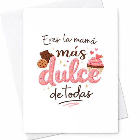Spanish Mother's Day Card Eres La Mama Mas Dulce De Todas Cute Mom Card Sweet Treats Mom Gift From Daughter Son Mother's Day C399