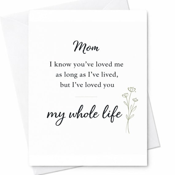 Heartfelt Mother's Day Card From Daughter Son Emotional Mom Card My Whole Life Quote Love Card For Mom Birthday Gift C426