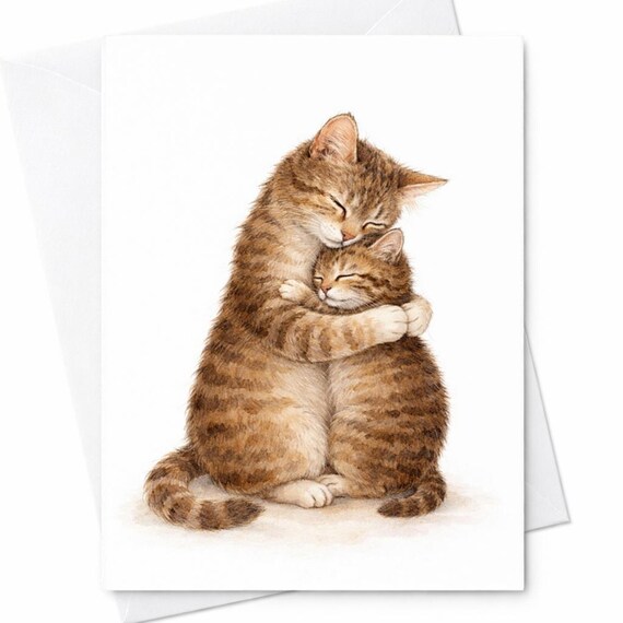 Cute Cat Mom Mother's Day Card Kitten Love Mom Card Animal Lover Mom Gift Sweet Cat Hug Card Minimalist Cute Mom Card C447