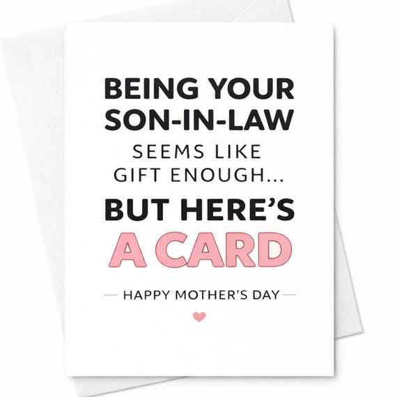 Funny Mother’s Day Card From Son In Law Humor Card Sarcastic Mom Gift Card In Law Joke Card Mother In Law Gift Idea C449