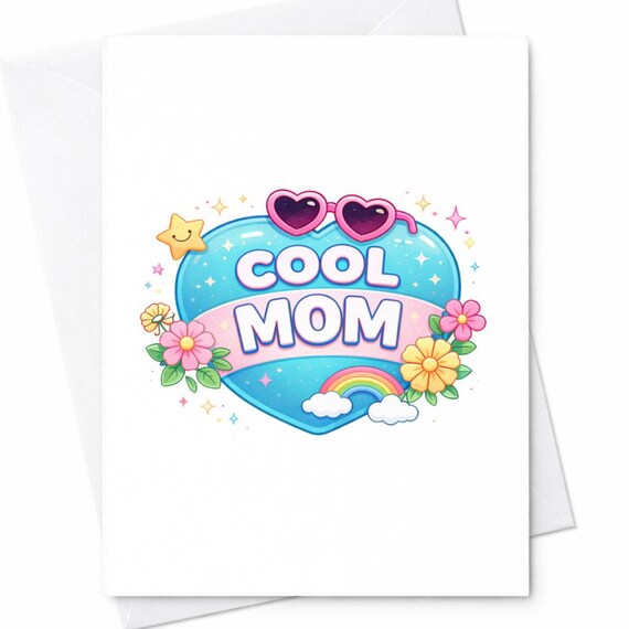 Cool Mom Cute Mother's Day Card Colorful Retro Mom Card Fun Mom Gift Card Kawaii Style Mom Card Bright Happy Mom Card C439