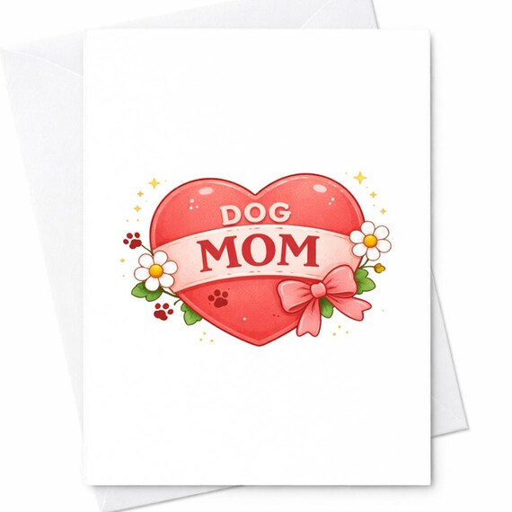 Dog Mom Cute Mother's Day Card Pet Lover Gift Dog Lover Mom Card Kawaii Puppy Mom Card Floral Heart Dog Mom Card C440
