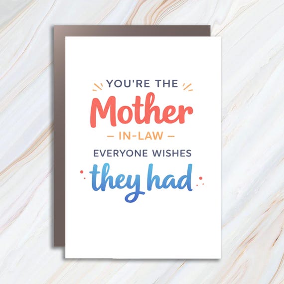 Funny Mother's Day Greeting Card For Mother-in-Law With Rainbow Watercolor Background MC56