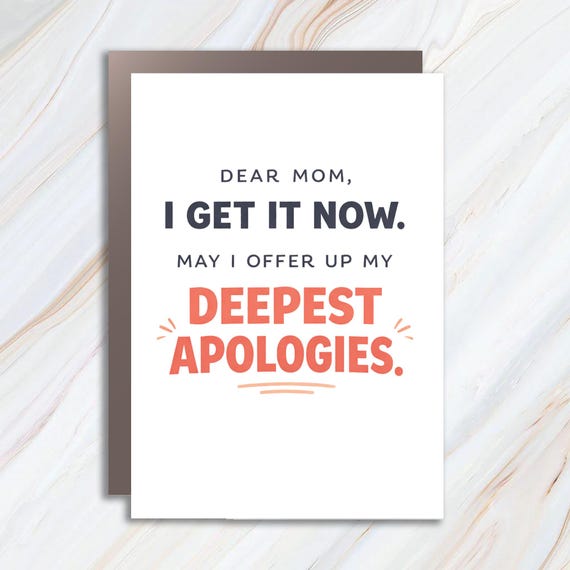 Funny Mothers Day Card From Daughter To Mom Apology Adult Kids Happy Mothers Day Greeting MC57