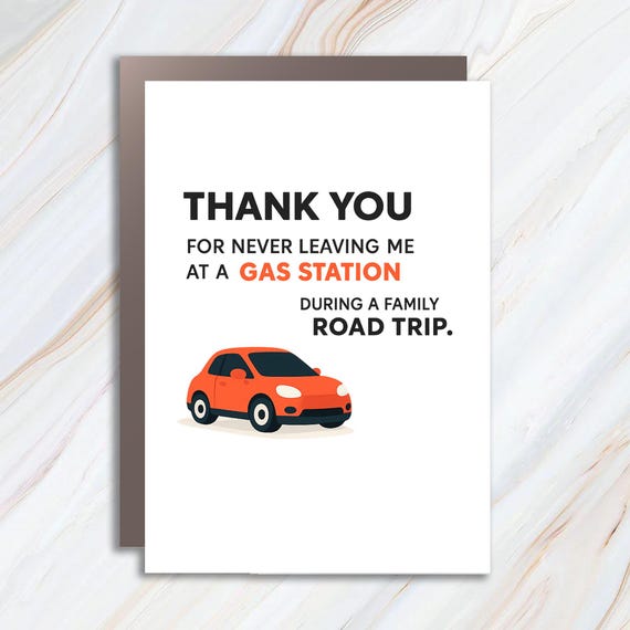Funny Thank You Card For Dad, Road Trip Humor, Station Wagon Father's Day Greeting Card MC65