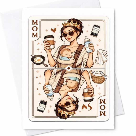 Funny Mom Card Queen Of Chaos Mom Card Busy Mom Life Humor Card Multitasking Mother Gift New Mom Birthday Card Gift C495