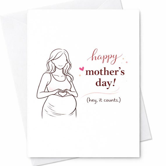 Happy Mother's Day Card Pregnancy Announcement Card Expecting Mom Card Funny Mother's Day Card First Time Mom Gift Minimal Line Art C515