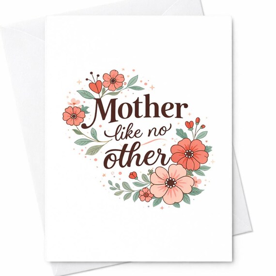 Mother Like No Other Card Floral Mother's Day Card Cute Mom Gift Sweet Typography Mom Card Elegant Flower Mom Card C520