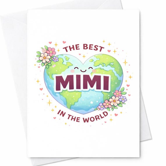 Best Mimi In The World Card Grandma Mother's Day Card Cute World Heart Mimi Gift Floral Grandma Card From Grandkids C522