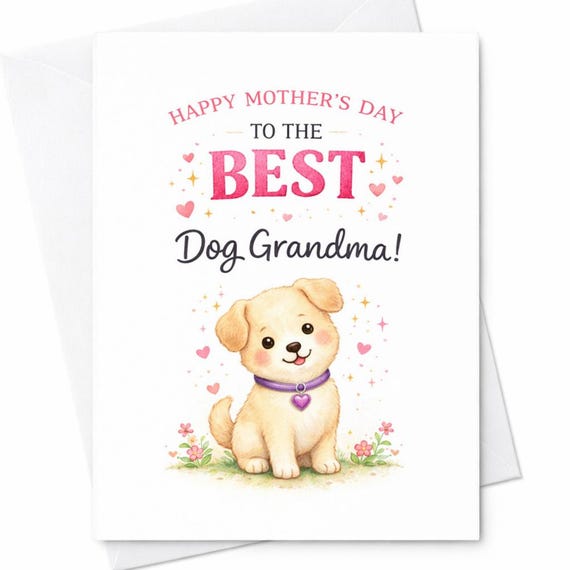 Best Dog Grandma Mothers Day Card Cute Puppy Gift Happy Mothers Day Dog Lover Grandma Card From Grandkids Pet Lover Gift Idea C562