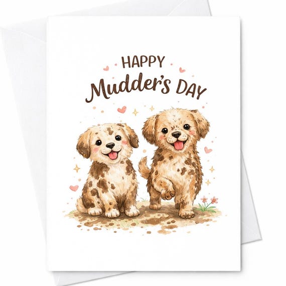 Funny Mudders Day Dog Card Cute Dirty Puppies Mothers Day Card Dog Lover Gift Humor Pet Card From Dog Cute Puppy Gift Idea C565