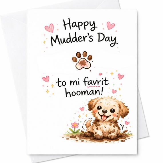 Funny Mudders Day Dog Card Cute Puppy Hooman Gift Mothers Day Dog Lover Card From Dog Pet Humor Card Cute Dirty Puppy Gift C566