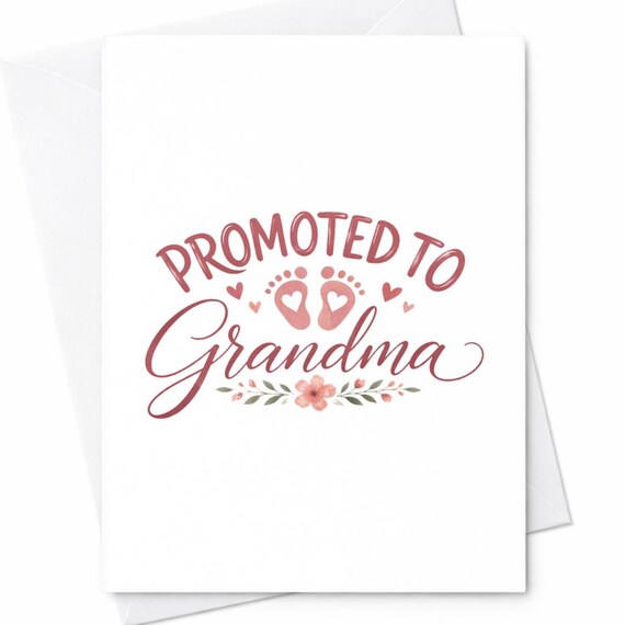 Promoted To Grandma Pregnancy Announcement Card New Grandma Gift Cute Baby Feet Grandmother Reveal Card C554