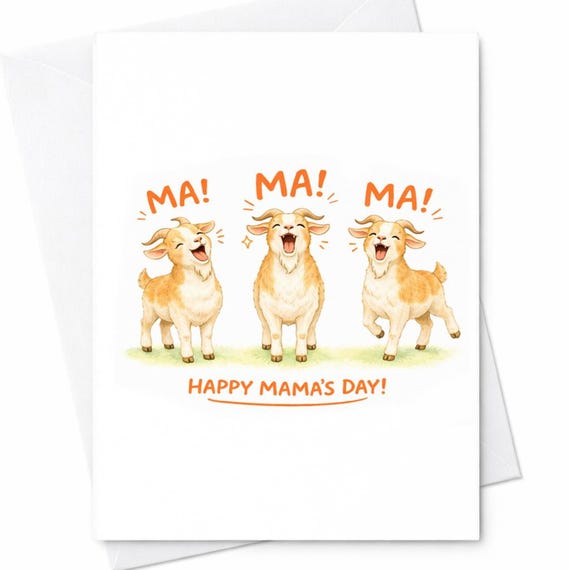 Funny Goat Mothers Day Card Cute Goats Saying Ma Happy Mamas Day Card Farm Animal Mom Gift From Kids Wife Husband Humor C577