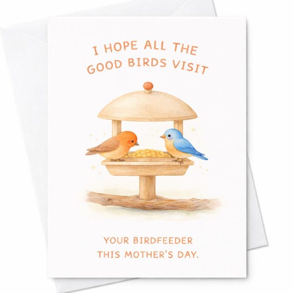 Funny Mothers Day Card Birdfeeder Joke Card Bird Lover Gift I Hope Birds Visit Your Birdfeeder This Mothers Day Cute Bird Card C570