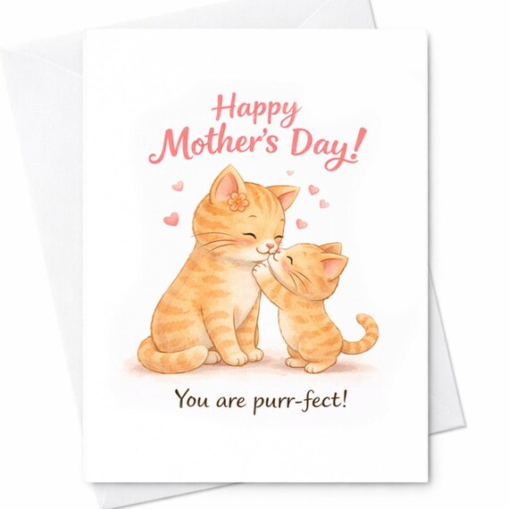 Happy Mother's Day You Are Purr-fect Cute Cat Card Mothers Day Card Cat Lover Gift Kitten Mom Card Cute Cat Mom Gift C607