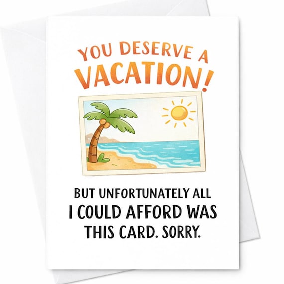 Funny Mothers Day Card You Deserve A Vacation Card Sarcastic Mom Card Humor Mothers Day Gift Funny Card Cute Typography Card C618