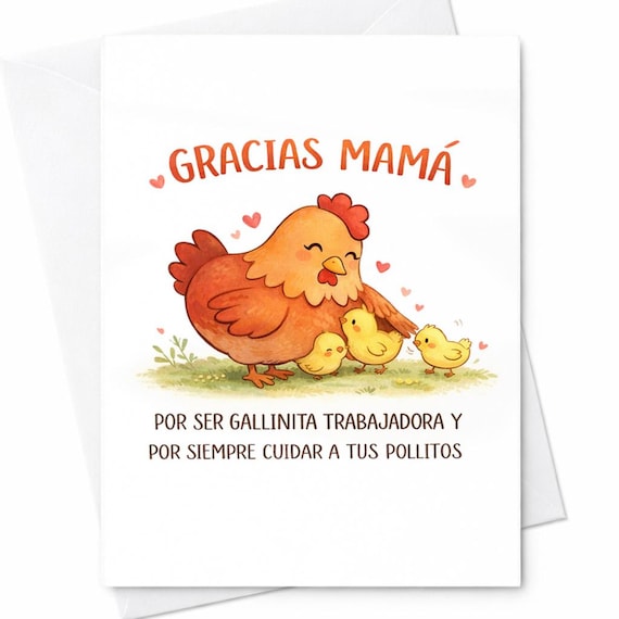 Gracias Mama Card Spanish Mothers Day Card Cute Chicken Card Latina Mom Gift Funny Animal Card Dia De La Madre Card C620