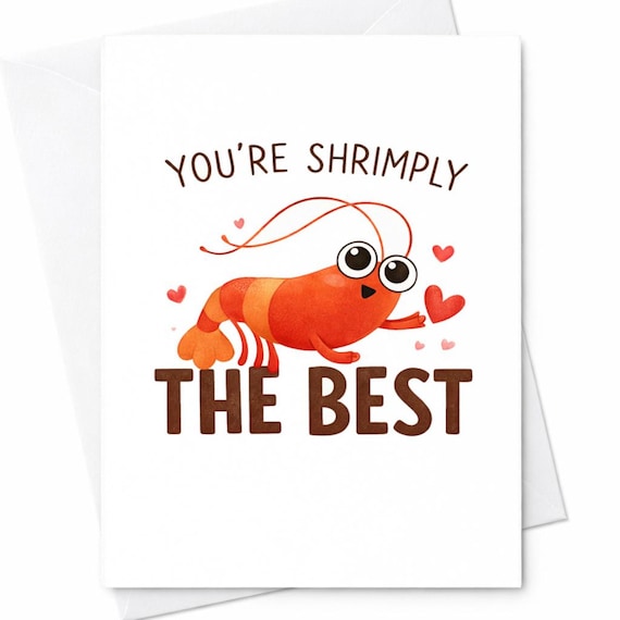 Shrimply The Best Card Funny Birthday Card Cute Shrimp Card Anniversary Card Funny Love Card Cute Pun Card Unique Gift Idea C619