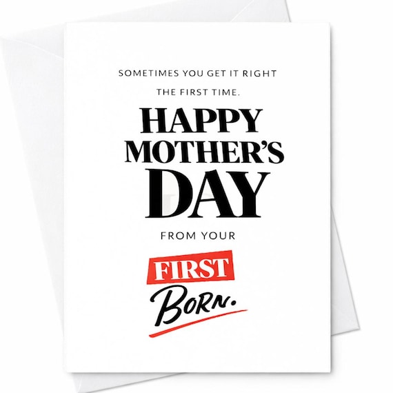 First Born Mothers Day Card Funny Mom Card From First Child Gift Favorite Child Joke Mothers Day Card Minimal C638
