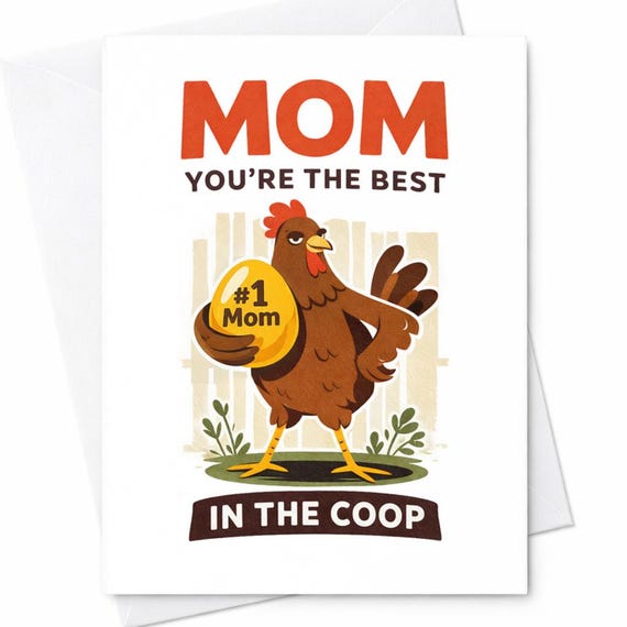 Chicken Mom Mothers Day Card Funny Farm Mom Card Hen Mom Gift Coop Humor Card #1 Mom Chicken Mothers Day Card C641