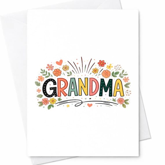 Grandma Floral Lettering Cute Mother’s Day Card For Grandma From Grandchild Sweet Loving Gift C648