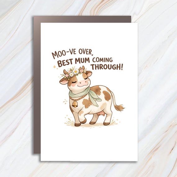 Funny Mother's Day Card - Highland Cow Humor - Happy Mothering Sunday Card For Mum Mummy - Scotland MC95