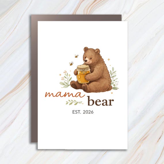Personalized Mama Bear Greeting Card, Custom Mother's Day Card, Gift For Mom Or Grandma, New Mom Card MC122