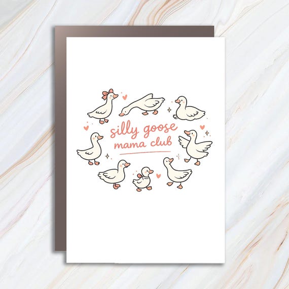 Pregnancy Announcement Greeting Card Silly Goose Mama Cute Baby Shower Mom Club Card MC133