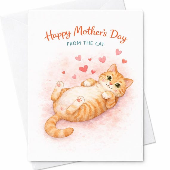 Happy Mother’s Day From The Cat Cute Kitten Card For Mom Funny Cat Mom Gift Sweet Pet Lover Mother’s Day Card C685