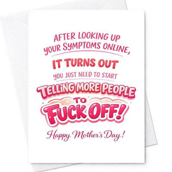Funny Mother’s Day Card Rude Humor Telling People To Fuck Off Sarcastic Adult Card For Mom Bold Typography Mother’s Day Gift C695