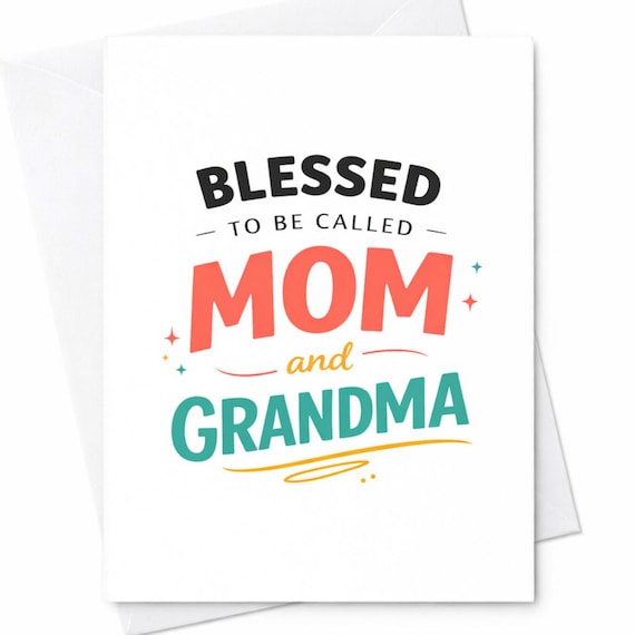 Blessed To Be Called Mom And Grandma Card Mother’s Day Gift For Mom Grandma Cute Simple Typography Card From Daughter Son Family C697
