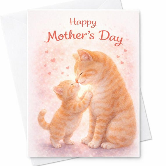 Mother’s Day Card Cute Cat Mom Kitten Card Sweet Cat Love Card Pet Lover Gift Sentimental Cat Mother Card Cute Animal Card C731