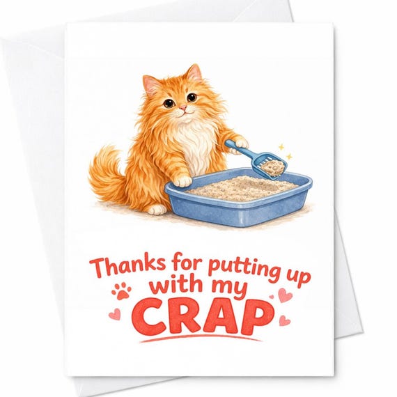 Funny Cat Mom Mother’s Day Card Thanks For Putting Up With My Crap Cat Card Litter Box Cat Humor Card Pet Lover Mother’s Day Gift C742