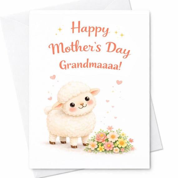 Grandma Mother’s Day Card Cute Sheep Grandma Card Happy Mother’s Day Grandmaaa Card Funny Grandma Gift Animal Lover Mother’s Day Card C744