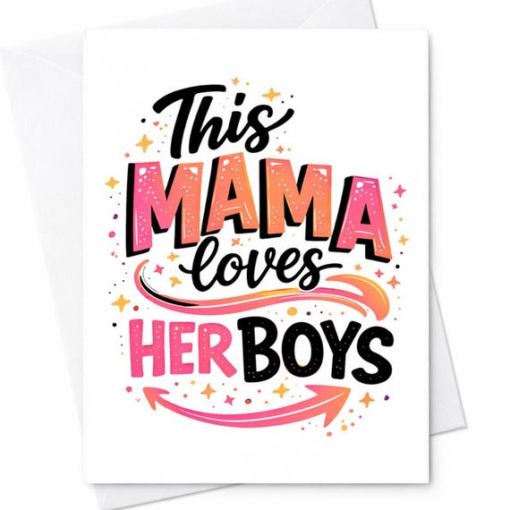 This Mama Loves Her Boys Card Mother’s Day Card Mom Of Boys Gift Funny Mom Card Mother’s Day Gift For Mom Cute Typography Card C747