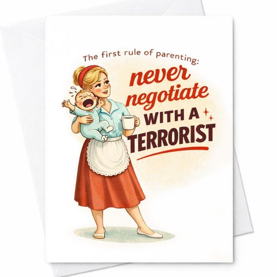 Funny Mother’s Day Card Parenting Rule Never Negotiate Card Mom Humor Card Vintage Style Mom Card Gag Gift For Mom Mother’s Day Gift C755
