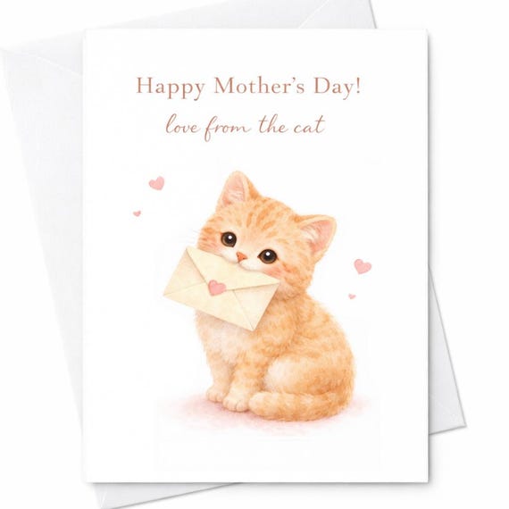Happy Mother’s Day Card Love From The Cat Cute Kitten Card Cat Mom Gift Funny Cat Lover Mother’s Day Card Pet Mom Gift Idea C766