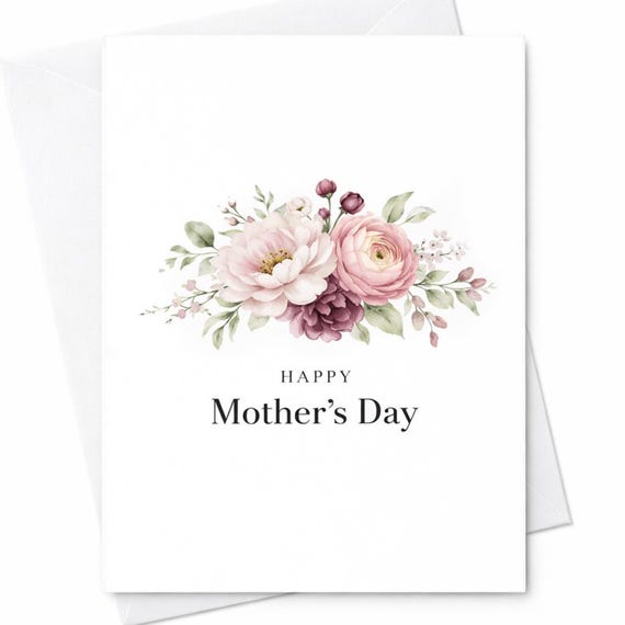Elegant Happy Mother’s Day Card Minimal Floral Mother’s Day Card Simple Classic Mom Card Neutral Aesthetic Mother’s Day Gift C771