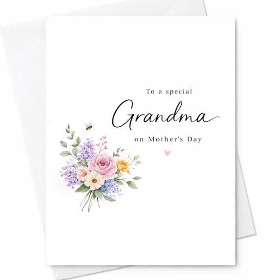 Mother’s Day Card For Grandma Special Grandma Mother’s Day Card Elegant Floral Grandma Card Sweet Gift For Nana Grandmother C770