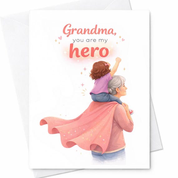 Grandma You Are My Hero Card Mother’s Day Grandma Card Sweet Grandmother Gift Cute Grandma Card Loving Grandma Mother’s Day Gift C777