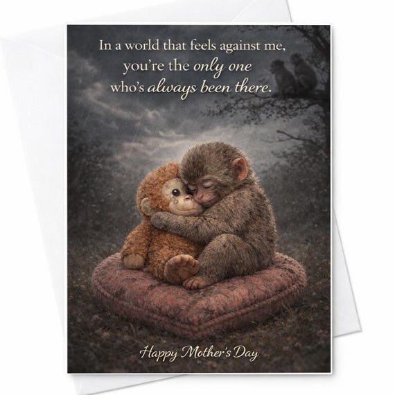 In A World That Feels Against Me You’re The One Who’s Always Been There Emotional Mother’s Day Card Monkey Punch Love Mom Card C790