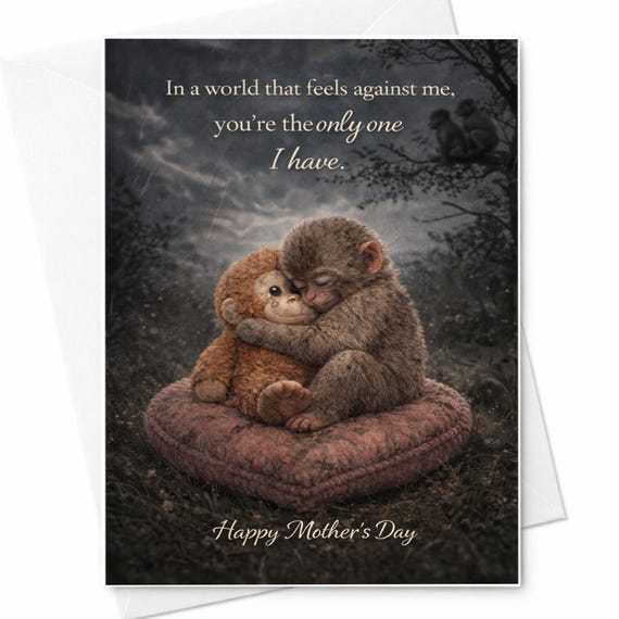 In A World That Feels Against Me You’re The One Who’s Always Been There Emotional Mother’s Day Card Monkey Punch Love Mom Card C791