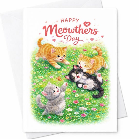 Happy Meowthers Day Cat Mother’s Day Card Cute Kitten Card From Cats Funny Pet Lover Mother’s Day Gift Cat Mom Card C794