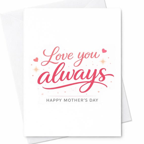 Love You Always Happy Mothers Day Card Simple Elegant Mom Card Sweet Minimal Mothers Day Card Love Mom Gift Idea C813