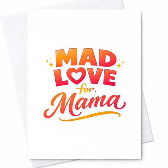 Mad Love For Mama Mothers Day Card Cute Typography Mom Gift Funny Mom Card Love You Mom Gift Idea Bright Modern Design C822