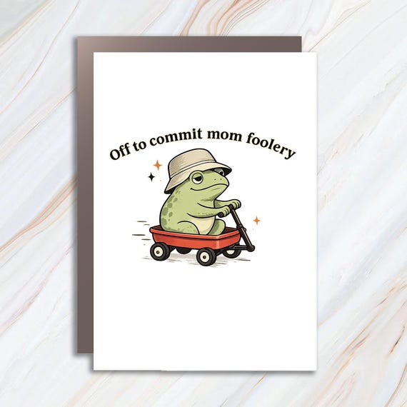 Funny Mama Frog Greeting Card Mom Foolery Scooter Pregnancy Announcement MC179