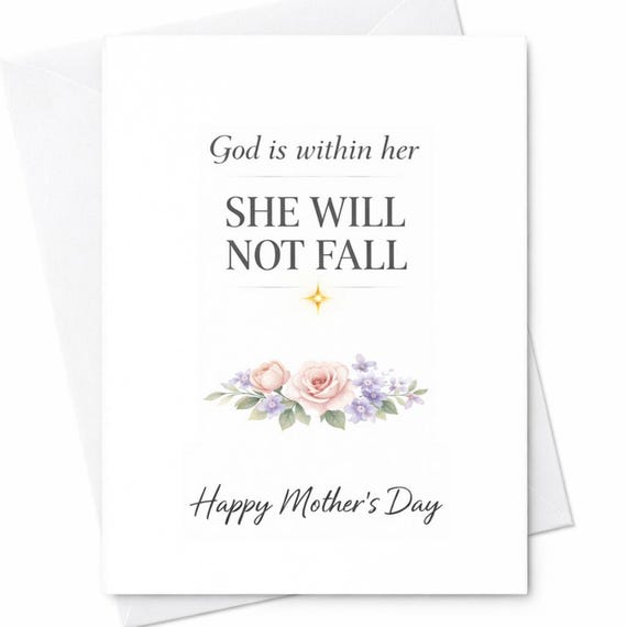 God Is Within Her She Will Not Fall Card Christian Mothers Day Card Bible Verse Mom Gift Religious Mom Card Faith Card