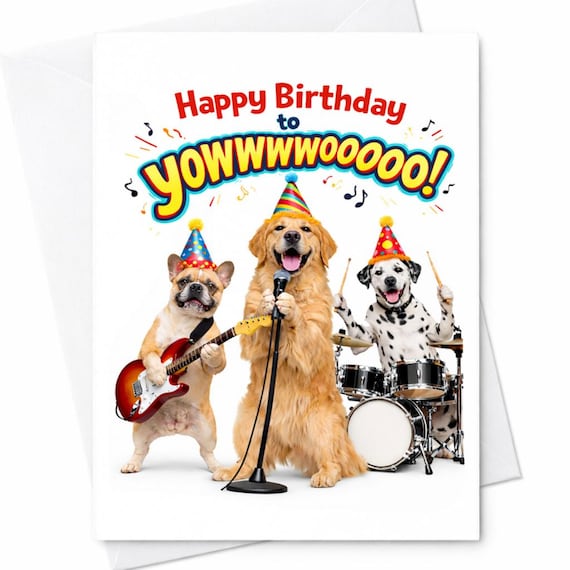Happy Birthday To Youwwwoooo Funny Dog Band Birthday Card Cute Dogs Singing Music Humor Card Gift For Dog Lovers Friend C862